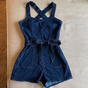 7 for all mankind dark denim romper